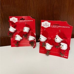 8pcs Festive Red and White Snowman mini Ornaments